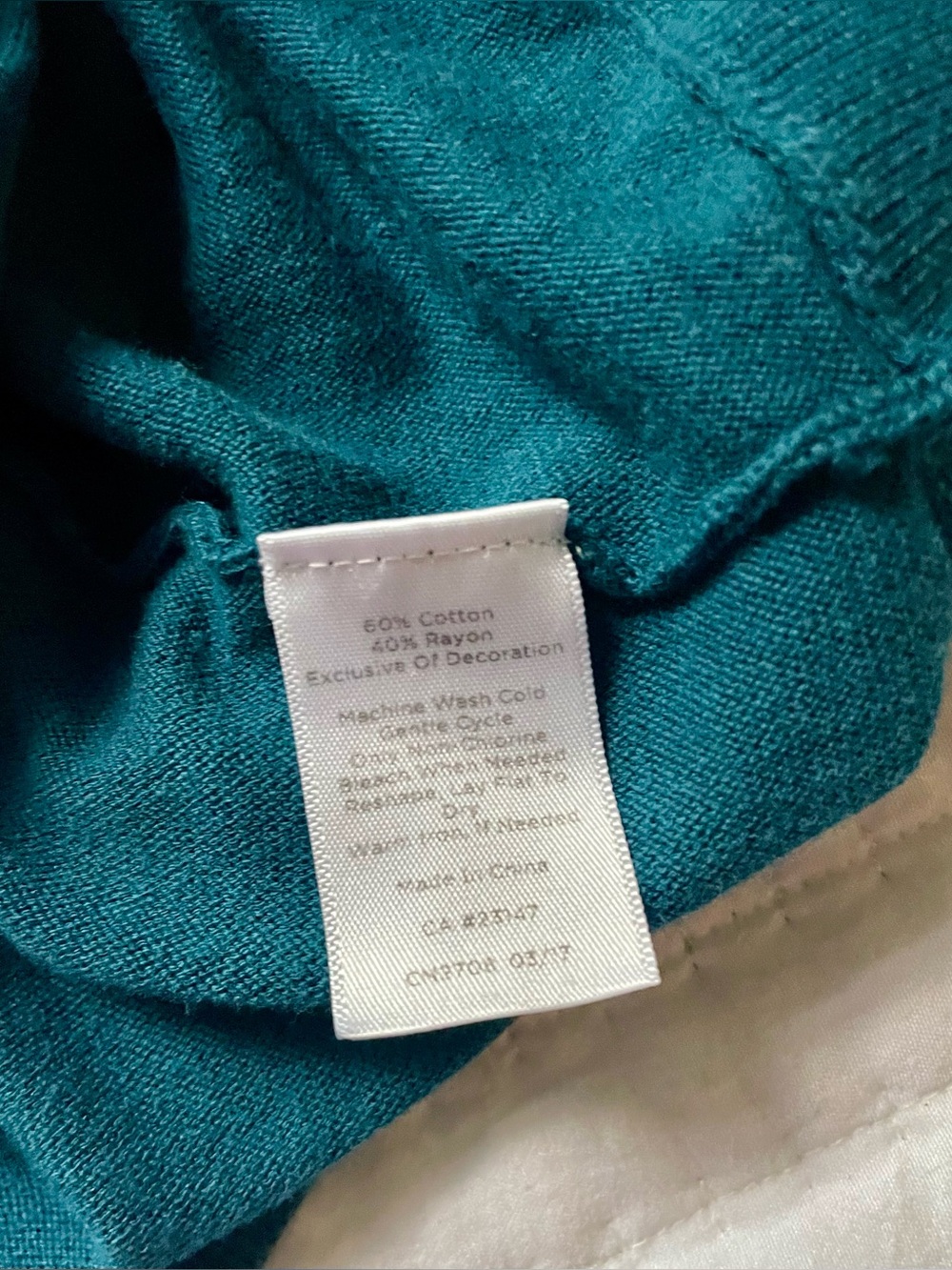 Vintage Talbots Teal Crochet Sleeve Scoop Neck Top Size M - Picture 5 of 5